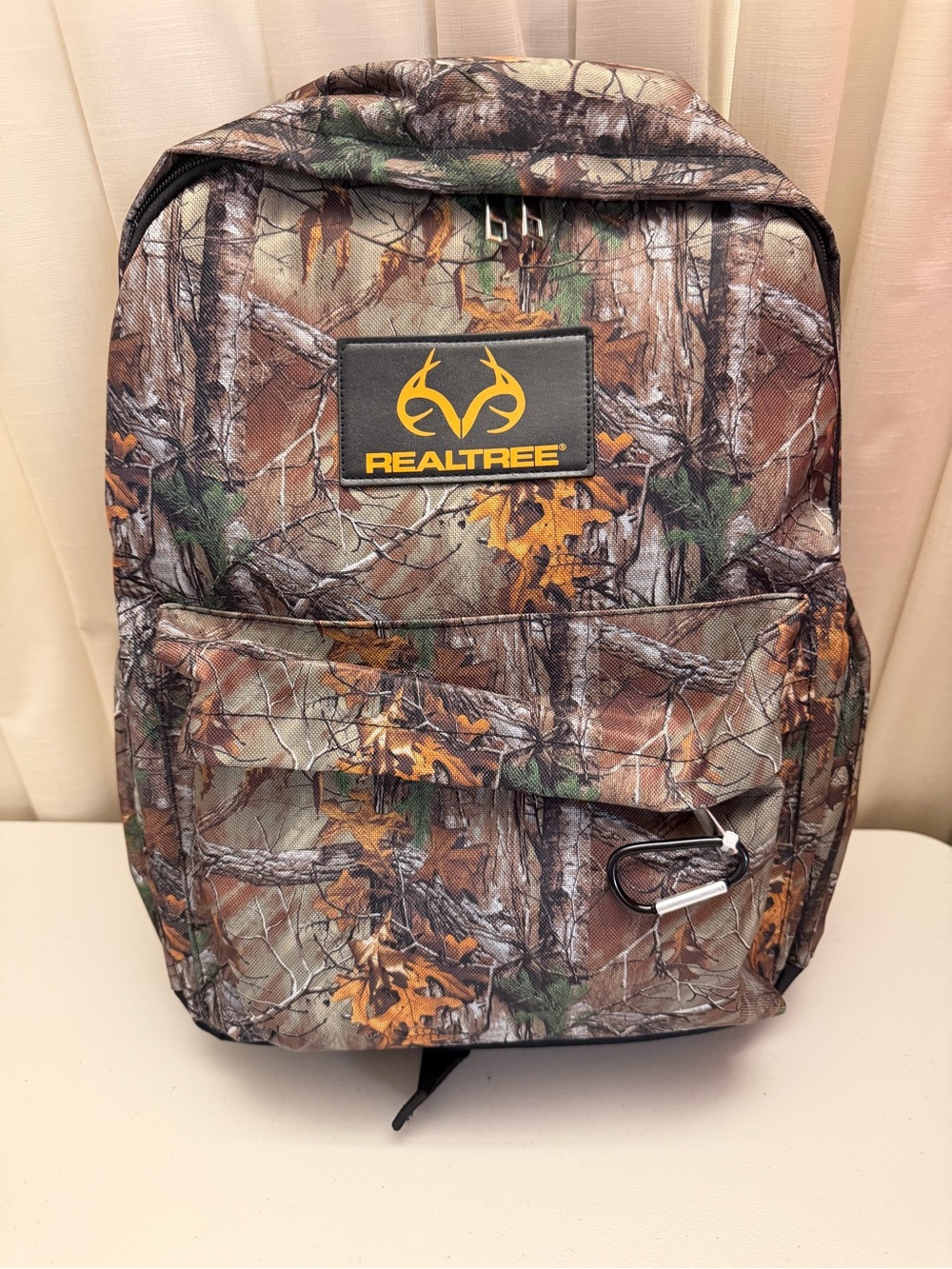 Realtree Woodland Camo Backpack with Yellow Logo